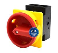 Interruptor principal Intratec 20A, 4 polos - Interruptor de carga IP65 para montaje frontal - Interruptor de emergencia ideal para la industria - Interruptor rotativo seguro 230V 400V