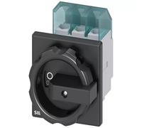 Interruptor principal Siemens 3LD21030TK51, 3 polos, 25A, 400V, 9,5kW, montaje frontal, fijación con 4 agujeros.