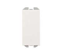 Interruptor pulsante estrecho con diseño moderno, compatible con serie modular, ideal para controlar iluminación y dispositivos eléctricos.