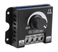 Interruptor regulador de intensidad LED para tiras LED monocromáticas, 12 V-24 V 30 A, regulador de brillo con botón giratorio, para control PWM, carcasa de aluminio, regulable sin niveles 0-100% para