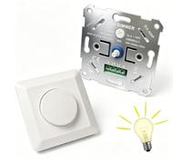 Interruptor Regulador de Luz LED, Regulador LED 5-400 Watt, Incluye Placa Frontal Blanca, Universal, Interruptor Regulador LED