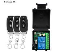 Interruptor Remoto de Relé de 2 Canales 12V/24V 6-30V 85V-265V 433MHz + Dos Llaves con Control Remoto para Abridor de Puerta de Garaje, Cortina de Luz y Motor DC 6V-30V