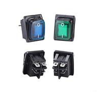 Interruptor Rocker 20 A DPST IP67, resistente al agua, rectangular, con botón luminoso, para industria, 30 x 22 mm (verde)