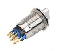 Interruptor rotativo 19mm Diámetro Enclavamiento Operación 3 Posiciones 2NO2NC Contacto Configuración 12-24V para CNC y Sistemas de Automatización (Amarillo)
