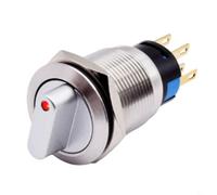 Interruptor rotativo industrial 19mm momentáneo tipo 3 Posición 2NO 2NC nominal 110/220V IP66 Impermeable IK09 Resistente a los golpes para control de máquinas e instrumentos (blanco)