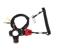 interruptor seguridad Motocicleta interruptor de doble llama 22mm botón de emergencia interruptor de apagado con cordón negro