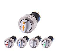 Interruptor selector giratorio de perilla de Metal de 16mm 2 3 encendido apagado 12V LED rojo verde interruptor de botón de acero inoxidable 1NO1NC enganche 1 Uds (Color : Green, Size : 3 POSITION 2
