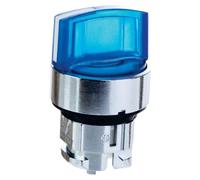 Interruptor selector iluminado Schneider Electric, parte frontal, gama Harmony XB4, metal, 22mm, azul, para LED universales, 3 posiciones, con bloqueo, referencia ZB4BK1363