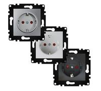 Interruptor simple pulsador - negro mate con indicador luminoso, medidas 68x68x35 mm, disponible en blanco brillo y gris. *