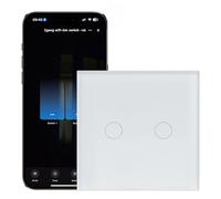 Interruptor Tactil Luz Pared, 2 Gang 1 vía Interruptor Pared Doble WIFI Inteligente Luz Pared Tactil Vidrio Compatible con APP Tuya y Smart Life,Control por voz Alexa y Google Home(Se necesita Neutro)