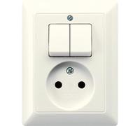 Interruptor y toma de corriente combinados incorporados de color blanco de la serie AS500 de Jung - AS5545EU