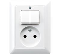 Interruptor y toma de corriente combinados Jung AS500 Alpin blanco - AS5545EUWW