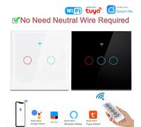 Interruptores de Pared AXUS Compatibles con Tuya Smart Life, Control Remoto Inalámbrico WiFi para el Hogar, Interruptor Inteligente WiFi 86, Alexa Google Home 3 GANG-Black