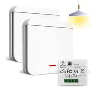 Interruptores Inalámbricos, Interruptor Transmisor de 230 V sin necesidad de cableado, Mando Transmisor para luces, control de la iluminación interior y exterior (1 receptor y 2 interruptor)