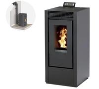 INTERSTOVES - Pack Interstoves - Sartén para gránulos MARINA 14KW estanca negra + kit estanco salida ventosa negro mate