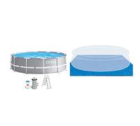 Intex 26716NP - Piscina Redonda Desmontable intex Prisma Frame 366x99 cm con depuradora & 28048 - Tapiz 472 cm para Piscinas de: 244, 305, 366 y 457 cm, Color Azul