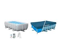 Intex 26784NP - Piscina Rectangular Prism Frame intex 300x175x80 cm con depuradora + 28037 - Cobertor Piscina Rectangular Prism Frame 400x200 cm