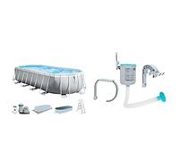 Intex 26798NP - Piscina Desmontable Ovalada intex Prism Frame 610 x 305 x 122 cm con depuradora, Multicolor + Skimmer Filtro 3.028 l/h Easy Set-Metal Frame, 49x43x34 cm, Color Blanco