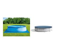 Intex 28048 - Tapiz 472 cm para Piscinas de: 244, 305, 366 y 457 cm + 28030 - Cobertor Piscina metálica Metal & Prisma Frame 305 cm
