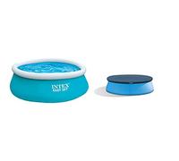 Intex 28101NP Easy Set - Piscina Hinchable Redonda, 183 x 51 cm, 880 litros + 28020 - Cobertor Piscina Hinchable Easy Set 244 cm.
