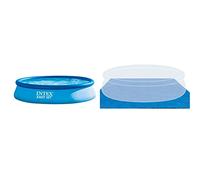Intex 28143NP - Piscina Hinchable Easy Set 396 x 84 cm, 7.290 litros, Multicolor & 28048 - Tapiz 472 cm para Piscinas de: 244, 305, 366 y 457 cm, Color Azul