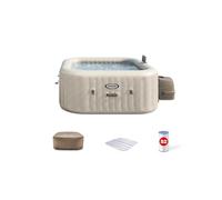 INTEX 28445EH 4 Personas PureSpa Chevron Deluxe al Aire Libre Inflable portátil bañera de hidromasaje, Incluye la Cubierta de SPA de Ahorro de energía, aplicación de Control de SPA, Sistema de Agua