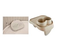 Intex 28502 Asiento Spa 2 Alturas Y Antideslizante 47 X 36 X 22 Cm + Portavasos De Plástico Purespa Beige, 26 X 22 X 18 Cm