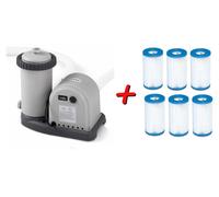 INTEX 28636GS: Bomba de filtración para piscina, bomba para piscina de 5678 L/h, bomba para piscina, piscina + 6 filtros adicionales