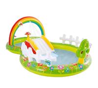 INTEX 57154 - Piscina infantil hinchable con dispersor de agua y tobogan jardin, centro de juegos para niños