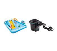 INTEX 57161NP- Centro de Juegos acuático - Aventuras en la Jungla & 66640 - Bomba eléctrica invertible con boquillas 220-240V, Color Azul
