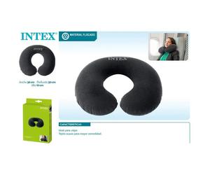 INTEX- Almohada de viaje hinchables inflable 36X30X10CM Cojin cervical hinchables para cuellos tejidos suaves y comodos de calidad