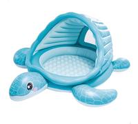 Intex – Centro de juego hinchable Tortuga azul 218x206x97 cm, capota para el sol, 100 pelotas