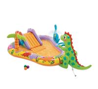 INTEX - Centro de juegos acuático Dino Park, hinchable con tobogán acolchado, rociador de agua y juegos interactivos, 201x157x69 cm, capacidad 159 L, para niños desde 2 años, fabricado de vinilo