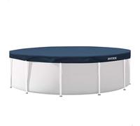 Intex Cobertor Piscina Redonda, Mide 3,66 Metros diámetro, Azul Oscuro, Incluye cordón de Agarre, Agujeros de Drenaje, Voladizo de 20 cm, Funda de Piscinas, Lona Circular Protectora (58013)