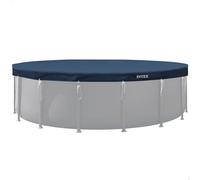 Intex Cobertor Piscina Redonda, Mide 5,49 Metros diámetro, Azul Oscuro, Incluye cordón de Agarre, Agujeros de Drenaje, Voladizo de 20 cm, Funda de Piscinas, Lona Circular Protectora (58016)