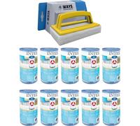 Intex - Filtro tipo A - 10 unidades - Compatible con bombas de filtración 28604GS/28638GS/28636GS y cepillo de limpieza WAYS