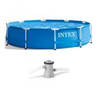 Intex Metal Frame 28202NP - Ø305x76 cm - Piscina Redonda + Bomba de filtro 30 W