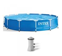 Intex Metal Frame 28212NP - Ø366x76 cm - Piscina Redonda + Bomba de filtro 45 W