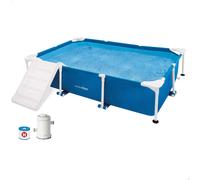 INTEX - Piscina desmontable rectangular para mascotas, 229x152x46 cm, depuradora incluida, filtro tipo H, skimmer, cobertor, materiales resistentes, piscina perros, piscinas desmontables, montaje