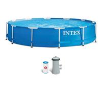 Intex Piscina Desmontable Redonda Metal Frame Familiar Color Azul, Material Resistente Triple Capa, Tubular, Infantil