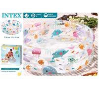 Intex Piscina Hinchable 3 Aros Animales con Suelo Hinchable para Niños 1-3 Años (61x22 cm, 28 Litros)