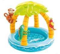 Intex Piscina Hinchable Infantil para bebés Isla Tropical, para niños de 1 a 3 años, Capacidad de 45 litros, Suelo Hinchable, 102cm de diámetro y 86cm de Alto, Incluye Parche de reparación (58417)