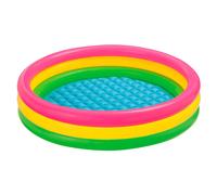 Intex Piscina infantil 114 x 25 cm 3 Tubos Colores con Suelo Hinchable, Rosa, Amarillo, Verde,Sunset 114 x 25 cm 131Litros calidad de confianza incluye parche de reparacion