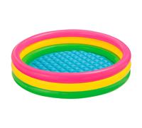 Intex Piscina infantil 114 x 25 cm 3 Tubos Colores con Suelo Hinchable, Rosa, Amarillo, Verde,Sunset 114 x 25 cm 131Litros calidad de confianza incluye parche de reparacion