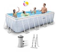 Intex Prisma Frame Chevron 26780NP - 400x200x100 cm - Piscina elevada + Bomba de filtro 45 W y Escalera