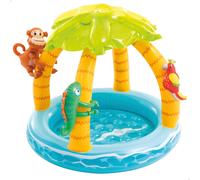 Intex Tropical Inflatable Pool With Awning Padded Soil And Inflatable Animals 10