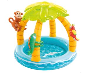Intex Tropical Inflatable Pool With Awning Padded Soil And Inflatable Animals 10