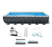 Intex Steel Ultra Xtr With Chlorinator Rectangular Frame Above Ground Pool 732x366x132 Cm Gris 31805 Liters