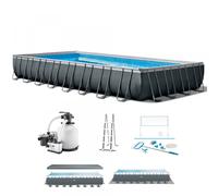 Pack Piscina Ultra Xtr Intex 56368l + Depuradora + Escalera + Clorador + Cobertor + Kit De Mantenimiento + Set Voley Gris 132x488x975 Cm