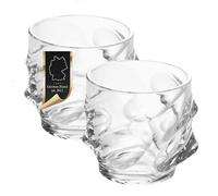 INTIRILIFE Juego de 2 Vasos de Whisky en Cristal Transparente 'Sculptured' -360 ml- Old Fashioned para Whisky sin Plomo- Vaso de Whisky Apto para lavavajillas para cóctel Scotch Ginebra Ron Agua